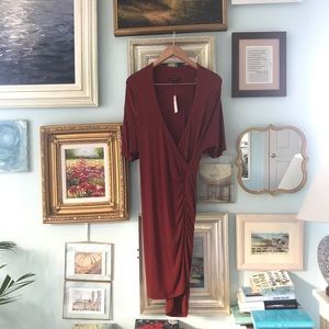 Banana Republic rust bodycon wrap dress